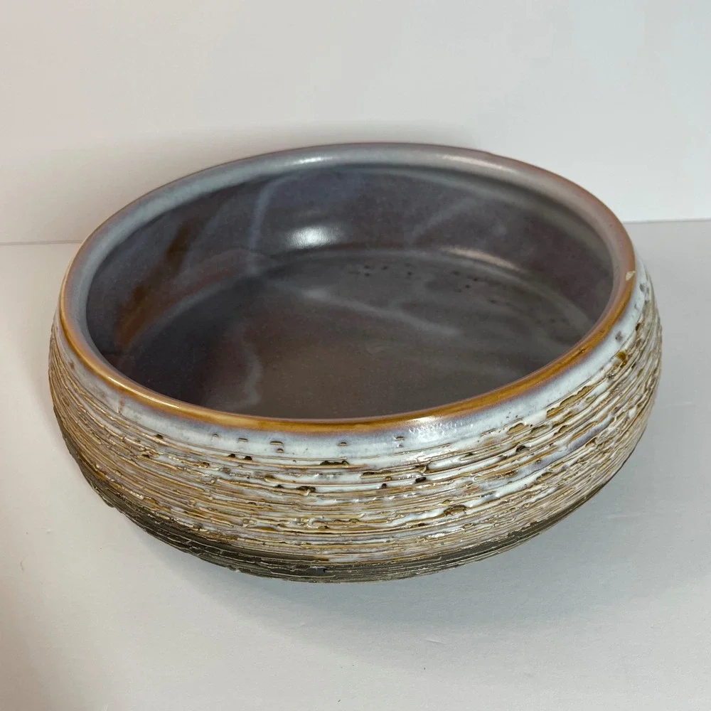 Large Caitlyn‎ Ceramic Porcelain Textured Decorative Candle Bowl Ribbed Stone